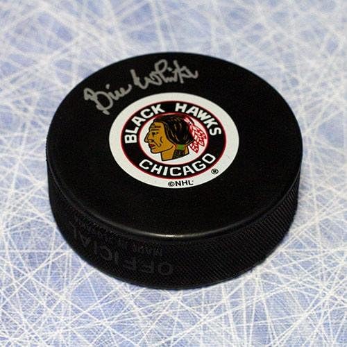 Bill White Chicago Blackhawks İmzalı Orijinal Altı Logolu Hokey Diski-İmzalı NHL Diskleri