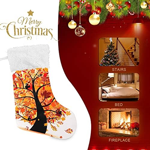 ALAZA Noel Çorap Sonbahar Turuncu Düşen Yapraklar Klasik Kişiselleştirilmiş Büyük Çorap Süslemeleri Aile Tatil Sezonu için Parti Dekor