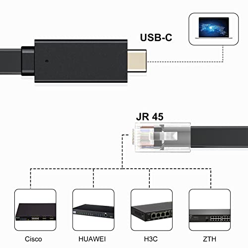 USB C Konsol Kablosu 6.6 ft,USB C'den RJ45 Konsol Kablosuna,FTDI Çipiyle Uyumlu Cisco, NETGEAR, Ubiquity, TP-Link Yönlendiricilerinin/Anahtarlarının