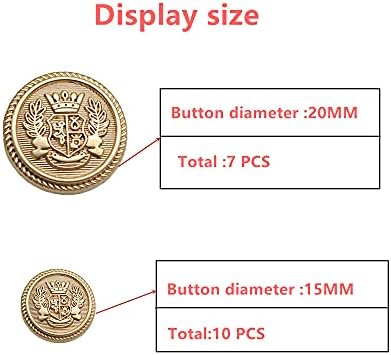 MebuZip 14 Adet Mat Altın Metal Blazer Düğme Seti 18mm 23mm Blazers, Takım Elbise, Spor Mont, Üniforma, Ceketler (MBM30)