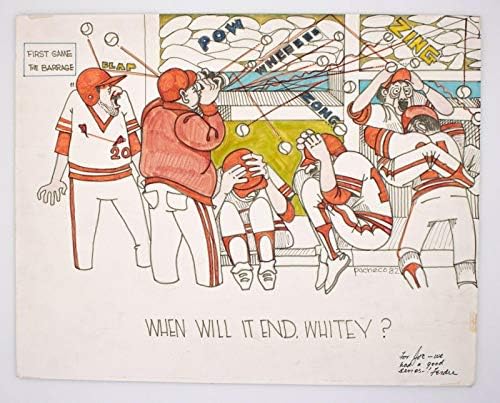 Ferdie Pacheco İmzalı Orijinal Sanat Beyzbol 1982 St. Louis Cardinals Dünya Serisi-İmzalı MLB Sanatı
