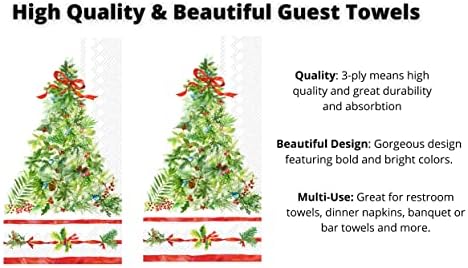 Noel El Havlusu Setleri: Tatil Temalarına Sahip Kaliteli Tek Kullanımlık Kağıt El Havluları-Set Başına Toplam 32 Tatil Misafir Havlusu