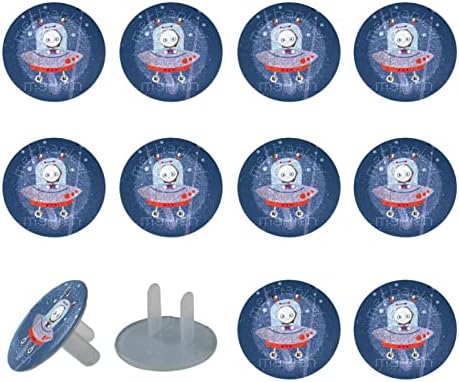 Çıkış Fişi Kapakları (12 Paket), elektrik Koruyucu Güvenlik Kapakları Şok Tehlikesini Önler Komik Karikatür Alien Astronaur