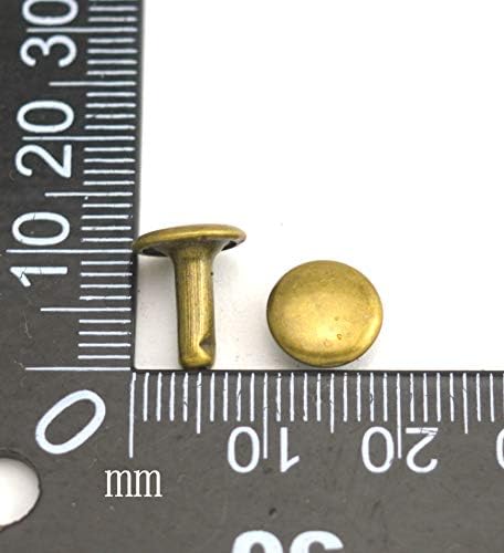 Wuuycoky Bronz Çift Kap Deri Perçinler Boru Şeklindeki Metal Çiviler Kap 12mm ve Sonrası 8mm 40 Takım Paketi