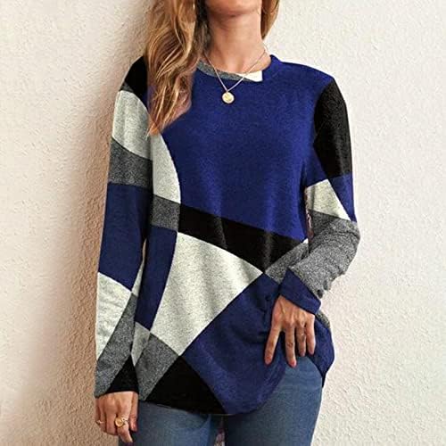 Bahar Üstleri Kadın 2023 Uzun Kollu Gömlek Kadın Artı Boyutu Y2k Giyim Rahat Rahat Crewneck Tişörtü Moda Tunik