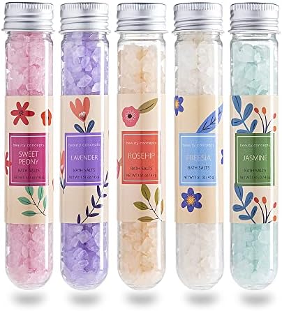 M. Ö. Güzellik Kavramları Aromaterapi Banyo Tuzları-Islatma, Rahatlatıcı Banyo Spa Seti (Çiçek)için 5 Paket Epsom Tuzları