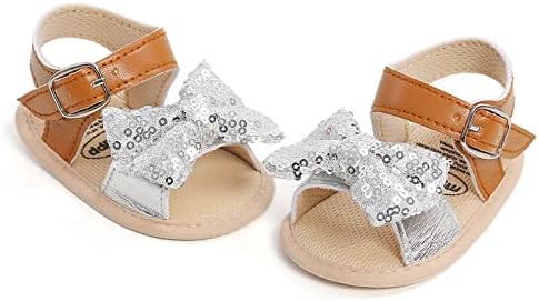 Kızlar Ayakkabı Açık Bebek Yürüyüş Ayakkabıları Yaz Toddler Kız Sandalet Yaz İlk Bebek Sandalet Bebek Kız Boyutu 1 Ayakkabı (Gümüş,