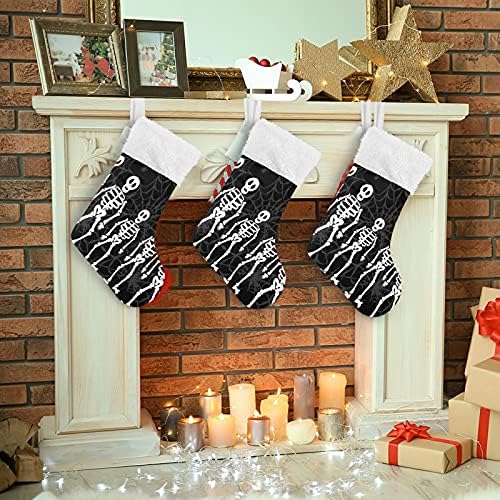 ALAZA Noel Çorap Cadılar Bayramı İskelet Klasik Kişiselleştirilmiş Büyük Çorap Süslemeleri Aile Tatil Sezonu için Parti Dekor 1 Paket,
