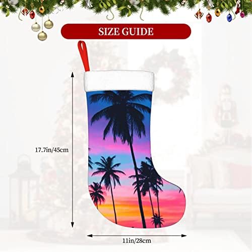 Waymay Palmiye Ağacı Günbatımı Noel Çorap 18 İnç Noel Asılı Çorap Klasik Tatil Dekorasyon Çorap