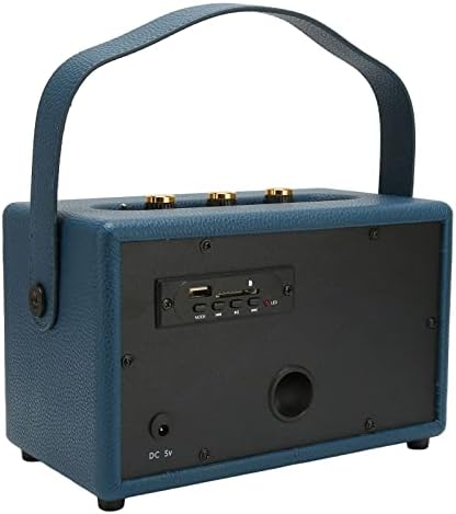 FECAMOS Vintage Kablosuz Hoparlör, Ofis için Parti için 10W Klasik Ayarlanabilir Hacimli Deri Bluetooth Hoparlör (Mavi)