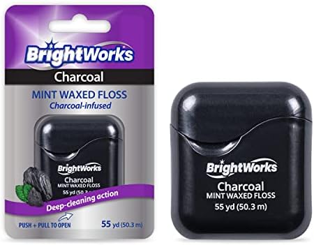 BrightWorks Kömür Nane Mumlu Diş İpi - Aktif Kömürle Aşılanmış Diş İpi-55 Yarda (4'lü Paket)