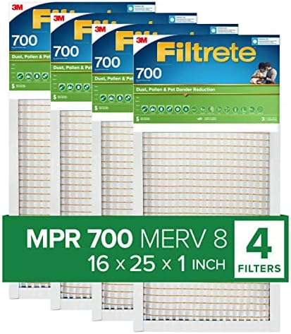 Filtrete 16x25x1 Hava Filtresi MPR 700 MERV 8, Toz, Polen ve Evcil Hayvan Tüyü, 4'lü Paket (tam boyutlar 15.69x24.56x0.78) ve Nisan
