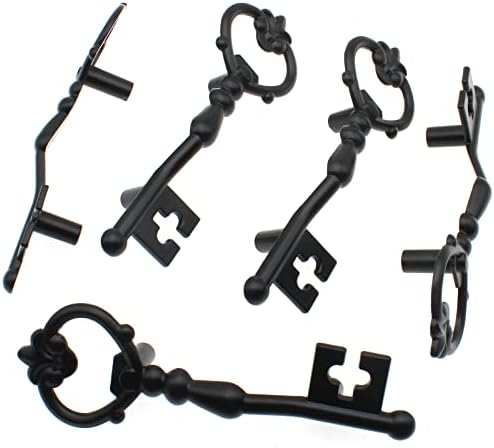 OZXNO Antika Anahtar Şekli Çekme Kolları, 5-Pack 4.7 inç / 119mm Vintage Siyah Çinko Alaşım Dekoratif Kapı Çekme Topuzu Kolları Dolap