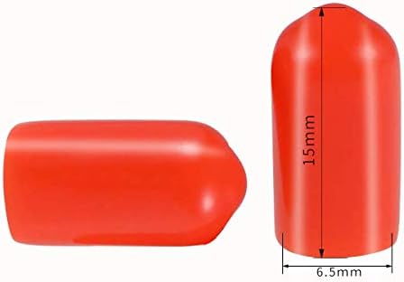 Vida Dişi Koruma Kılıfı PVC Kauçuk yuvarlak boru Cıvata kapatma başlığı Çevre Dostu Kırmızı 6.5 mm ID 20 adet