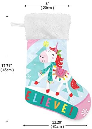 ALAZA Noel Çorap Noel Unicorn Klasik Kişiselleştirilmiş Büyük Çorap Süslemeleri Aile Tatil Sezonu için Parti Dekor 1 Paket, 17.7