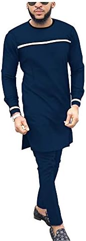 Erkek Takım Elbise Afrika Dashiki Mont Ceket + Ankara Pantolon 2 Parça Set Uzun Kollu Gömlek Eşofman