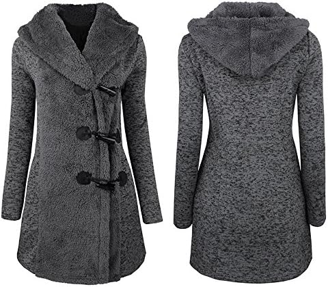 LİSTHA Düğme Hoodie Uzun Ceket Kadın Kalın Sıcak Parka Ceket Dış Giyim Palto
