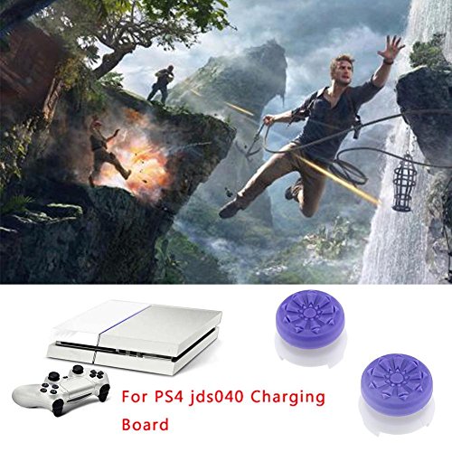 PS4 Denetleyici Başparmak Sapları, L2 R2 Tetik Uzatıcılar Düğmeler Oyun Uzaktan Joystick Kap Playstation 4 / Xbox 360 2'li paket (Mor)