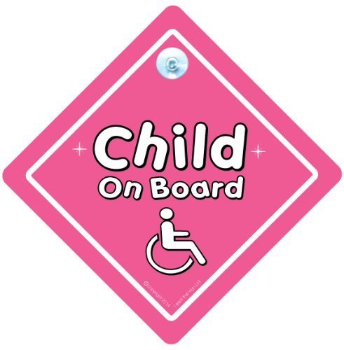 BABY iwantthatsignLTD Disabled Child On Board Car Sign Pembe, Engelli İşareti, Engelli Kız, Gemide Bebek Arabası İşareti, Bebek Arabası
