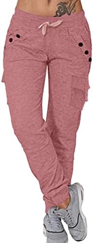 Kargo Pantolon Kadınlar için Yüksek Belli Streç Egzersiz Joggers Kırpılmış Sweatpants Hafif Rahat kapri cepli pantolon