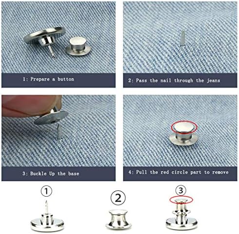 8 Takım Dikişsiz Anlık Düğmeler, Değiştirilebilir Kot Düğmeleri, 17mm Çıkarılabilir Pantolon Düğmeleri, Dekoratif Düğmeler (Stil-18)