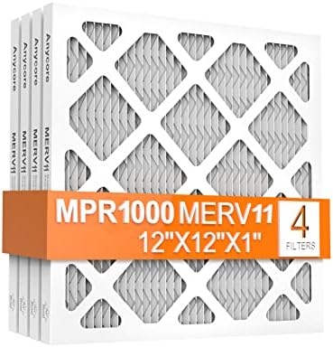 Anycore 12x12x1 AC Fırın Hava Filtresi, MPR 1000, MERV 11 Pileli HVAC Filtresi, 4'lü Paket (tam boyutlar 11. 81x11.81x0. 79 inç)