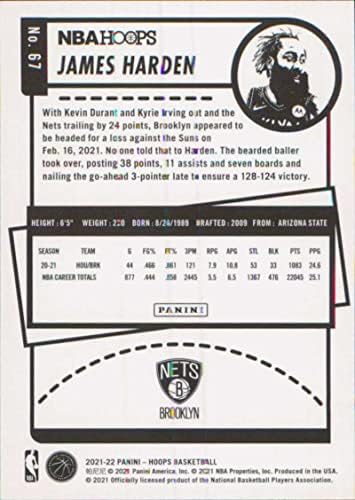 2021-22 Panini NBA Çemberleri 67 James Harden Brooklyn Nets Ham (NM veya Daha İyi) Durumda Resmi NBA Basketbol Kartı