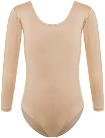 Fldy Çocuk Kız Takım Temel Jimnastik Bale Dans Mayoları Uzun Kollu Çıplak Iç Çamaşırı Leotard Giyim Yuvarlak Boyun 11-12 yıl
