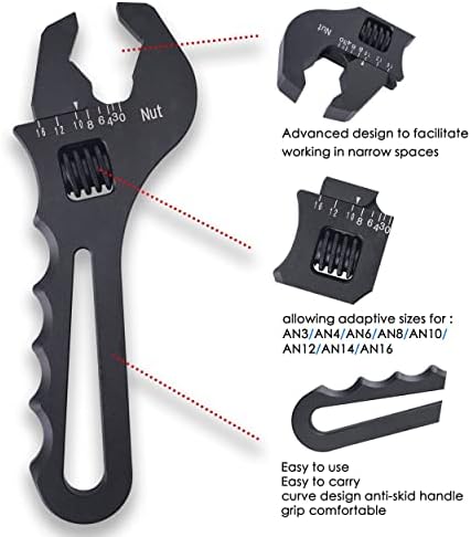 ACmango AN3 - 16 Ayarlanabilir Anahtarı Hafif Alüminyum Anahtarı Montaj Araçları Hafif Ayarlanabilir Anahtarı-Siyah