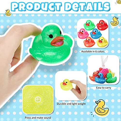 Glitter Kauçuk Ördek Oyuncak Çeşitler Çocuklar için Ördekler Renkli Glitter Mini Ördekler Neon Renk Ördek Banyo Oyuncakları Doğum Günü