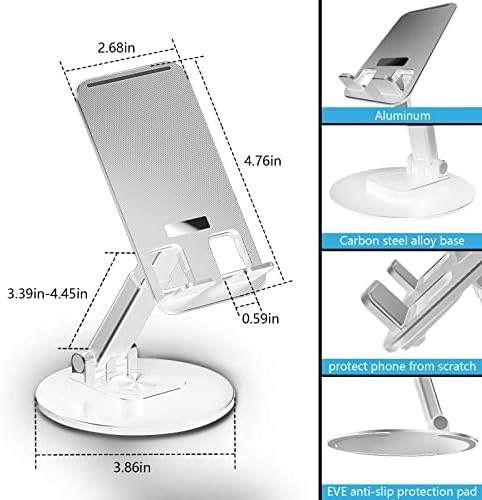 pıncı 360 ° Dönebilen Alüminyum Cep Telefonu Tutacağı, Katlanabilir Masaüstü Telefon Standı, Masa için Ayarlanabilir Açı Yüksekliği