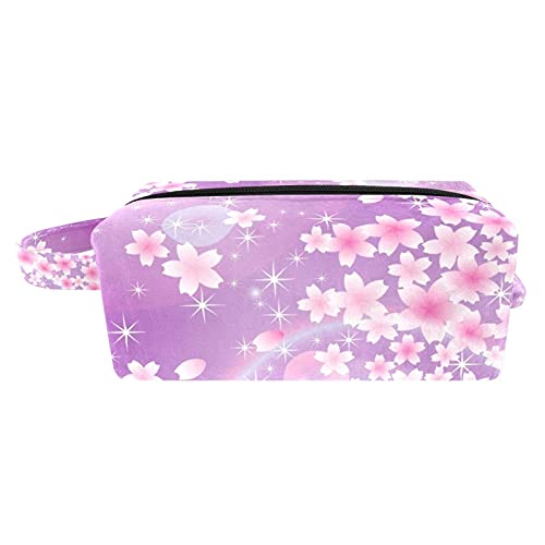 Makyaj Çantası Seyahat Kozmetik Çantası Japon Sakura makyaj çantası organizatör fermuarlı kese ve Kolu