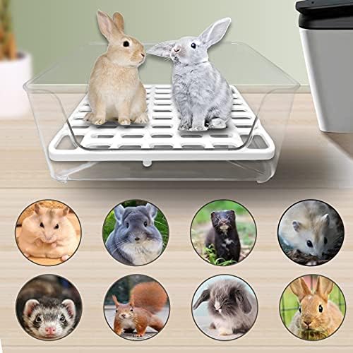 PINVNBY Şeffaf Tavşan Çöp Kutusu Bunny Köşe Çöp Yatak Kutusu Küçük Pet Çöp Pan Kafes Lazımlık Eğitmen Pet Tuvalet Temizleme Araçları