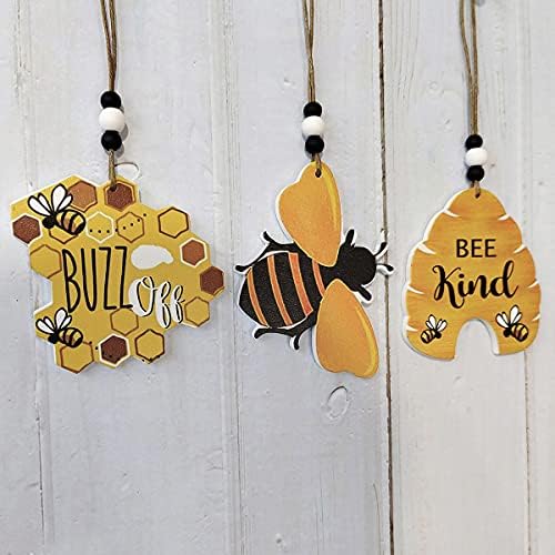 3 Paket Bumble Bee Burcu Ahşap Arı Sanat Dekorasyon Arılar Günü Petek Duvar Ağacı Asılı Kolye Sevimli Ahşap Arı Kovanı Süs El Sanatları