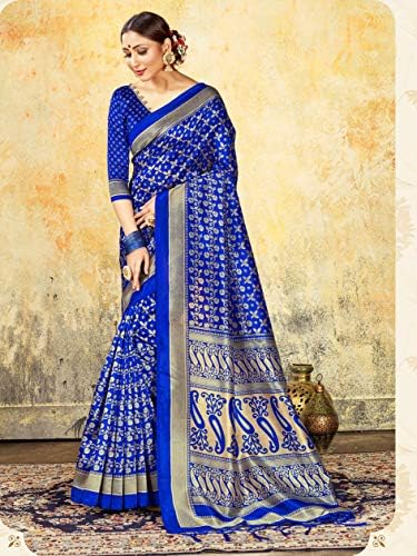 Elina moda Saree Kadınlar İçin Pamuk Sanat İpek Sarees Hint Düğün Hediyesi, Sari ve Dikişsiz Bluz parça