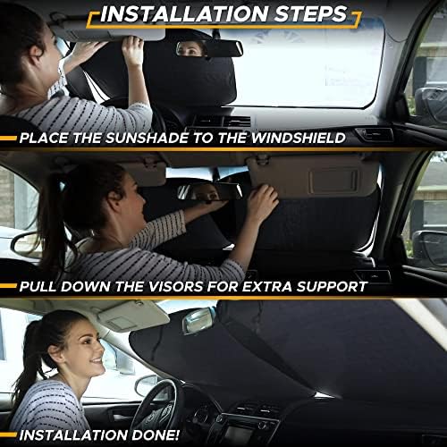 EcoNour 2 Parçalı araç Ön camı Güneş Gölgesi | Araç Ön camı için Güneş Engelleyici ısı ve UV ışınlarını Yansıtır / Güneşten Korunma