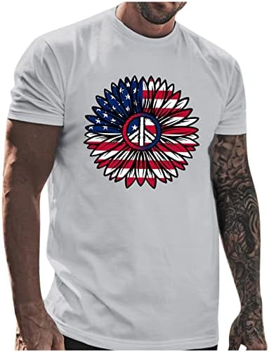 XXVR 4th Temmuz erkek kısa kollu t-shirt Vatansever Çiçek ABD Bayrağı Baskı Crewneck Tee Üstleri Yaz Casual Tshirt
