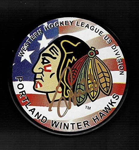 Brendan Leipsic, Portland Winterhawks Disk Başkentlerini İmzaladı Vegas Altın Şövalyeleri - İmzalı NHL Diskleri