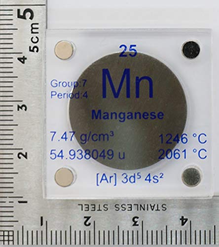 Toplama veya Deneyler için Akrilik Kılıflı Manganez (Mn) 24.26 mm Metal Disk
