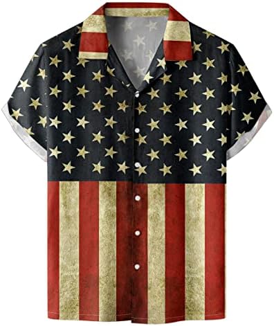 Bmısegm Büyük Boy T Shirt Erkekler için Erkek Yaz Rahat Bağımsızlık Günü Baskı Gömlek Kısa Kollu Uzun Kollu Uzun Gömlek