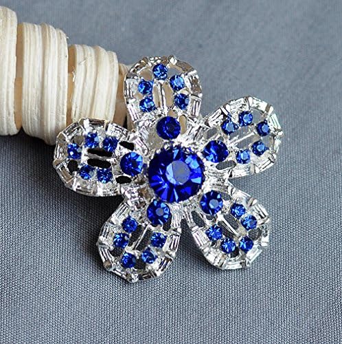 20 adet Kraliyet Koyu Mavi Rhinestone Düğme Broş Süsleme İnci Kristal Düğün Gelin Broş Buket Kek Dekorasyon BT668