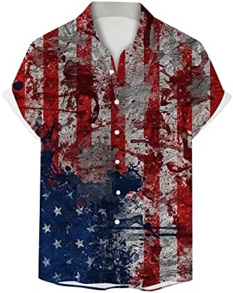 Erkek 4th Temmuz Gömlek, vatansever Amerikan Bayrağı Gömlek Erkekler için Kısa Kollu Düğme Aşağı Bowling Gömlek Yaz Plaj T Shirt