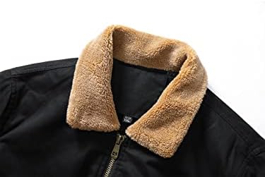 Xinbalove Erkekler için Ceketler Erkekler Borg Yaka Flap Cep fermuarlı ceket (Renk: Siyah, Boyutu: Küçük)