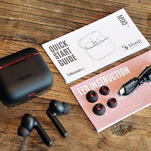 Kanlı M90 TWS Aktif Gürültü Önleyici Bluetooth Oyun Kulaklıkları, Hibrit Karbon Diyafram, Bas Müzik ve Düşük Gecikmeli Oyun Modu, Çift