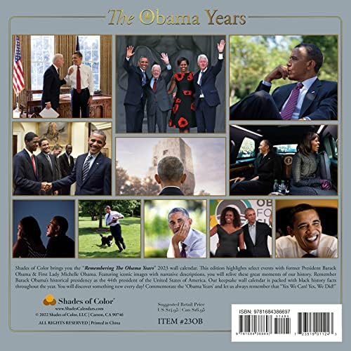 2023 Afro-Amerikan Aylık Duvar Takvimi, Renk Tonları: Obama Yılları, Güzel Sanatla Siyah Kültürü Vurgulama, 12'ye 12 inç (23OB)