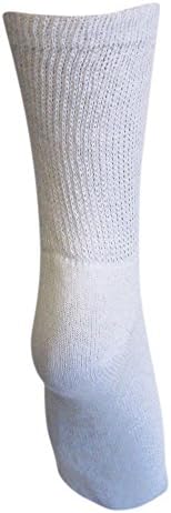 Diyabetik Erkek Mürettebat Çorapları (3'lü Paket) 10-13, Beyaz, ABD Malı