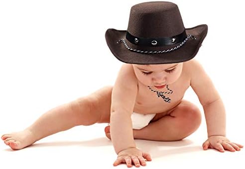 Komik parti şapkaları Bebek kovboy şapkası-kovboy şapkası Yürümeye Başlayan Çivili kovboy şapkası-Kahverengi Keçe kovboy şapkası-Kovboy