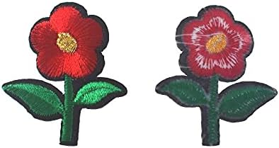 10 Adet Kırmızı Çiçekler Demir On Yamalar Giyim için İşlemeli Yaprak Çiçek Çıkartmalar Rozeti Aplikler Çanta Şapka Zanaat Dekorasyon