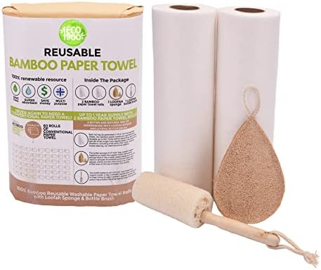 Bambu Kağıt Havlu / Yıkanabilir Yeniden Kullanılabilir Kağıt Havlu, 2 Rulo, (40 Yaprak)1 Yıl Tedarik ve Lif Kabağı Sünger ve Bulaşık
