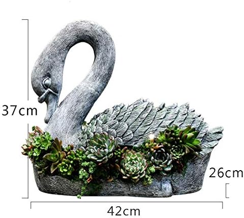 Reçine Yaratıcı Kuğu Tanrıça Ekici Pot Barok saksı Hayvanlar Bahçe Heykel Heykeli Dekoratif, Kuğu + Gri